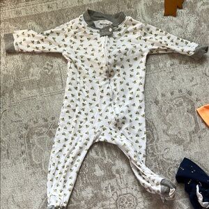 White Baby Onesie with Gray Accents- barely worn!